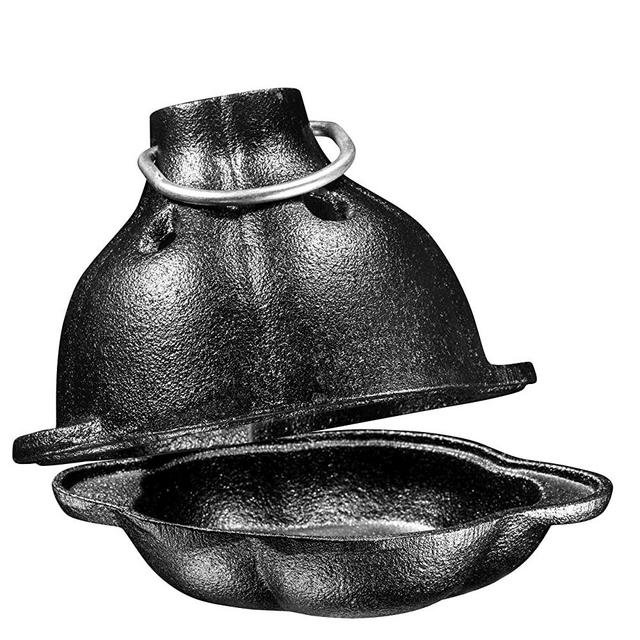 Pre-Seasoned Cast Iron Garlic Roaster Bake and Serve Fresh Roasted Garlic for Kitchen Oven or BBQ Grill Garlic Baker