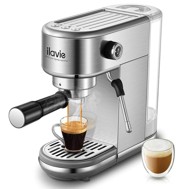ILAVIE 20 Bar Espresso Machine for Home, Professional Espresso Coffee Maker, Cappuccino, Latte Machine, with 40oz Detachable Water Tank, Stainless Steel,1350W