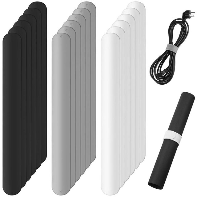 Cunhill 18 Pieces Wrapping Paper Holder Clips, Silicone Covered Metal Slap Bands Stabilizer, Paper Roll Clamps for Valentine's Day Gift Wrapping, Poster & Home Storage Organization, White Black Grey