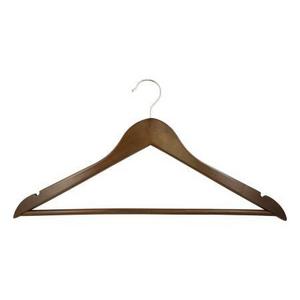 Adult 17" Notched Hanger with Bar in Walnut Color with Chrome Hardware