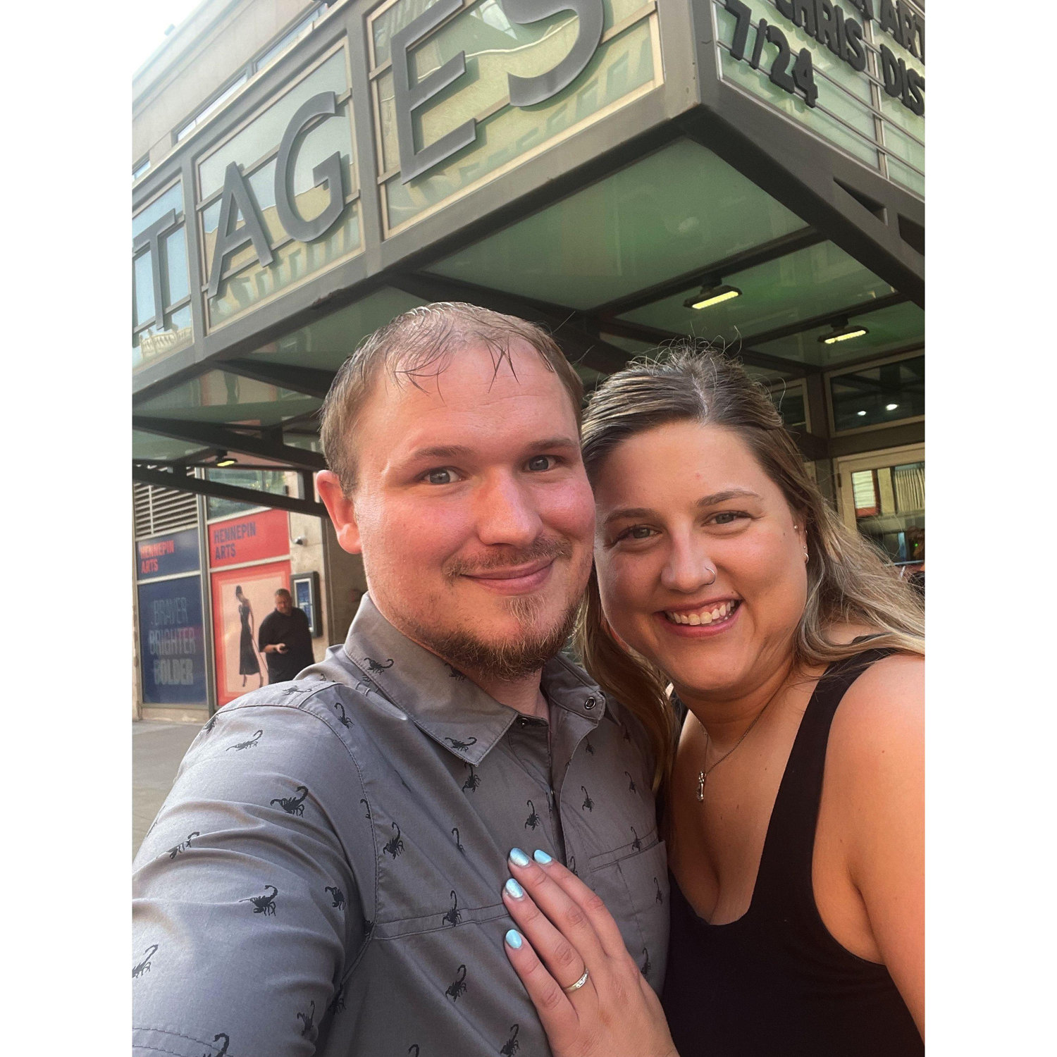 Our 1st date night after being engaged! Saw Chris Disstefano at the Pantage Theater in Minneapolis