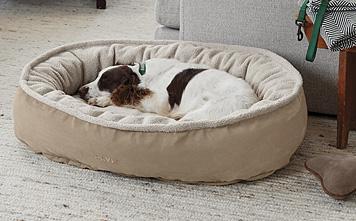 ComfortFill-Eco™ Wraparound Dog Bed with Fleece (Green-Loden)