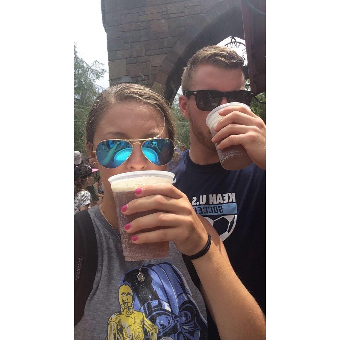 Drinking butterbeer at Universal!