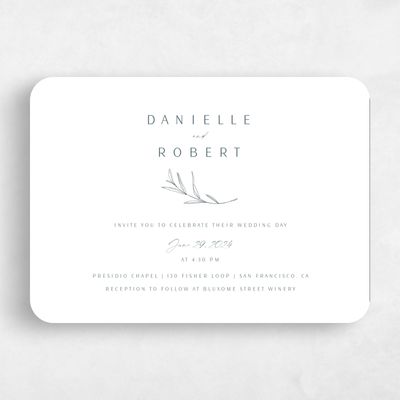 White Rounded Wedding Invitation - Avila Landscape