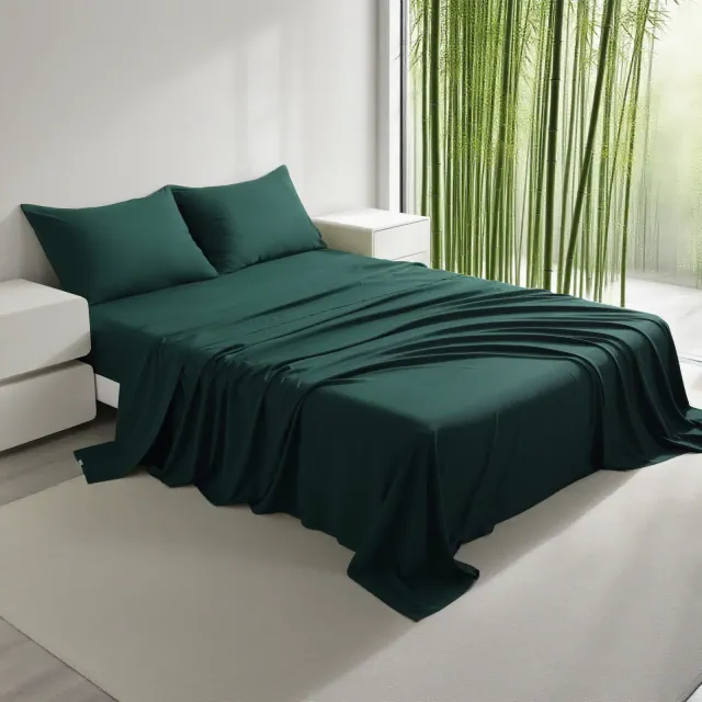 3/4 Pieces Bamboo Viscose Bed Sheet Set, Super Breathable & Cooling Bedding Set - NTBAY