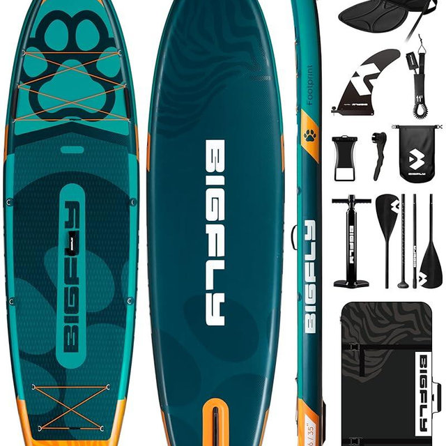Bigfly 11'6×35" Super Wide Inflatable Stand Up Paddle Board, Ultra Stable Wide SUP for 2+1 People/Family/Big Size, 100L Backpack, All-Round Sup Board, US Big Fin