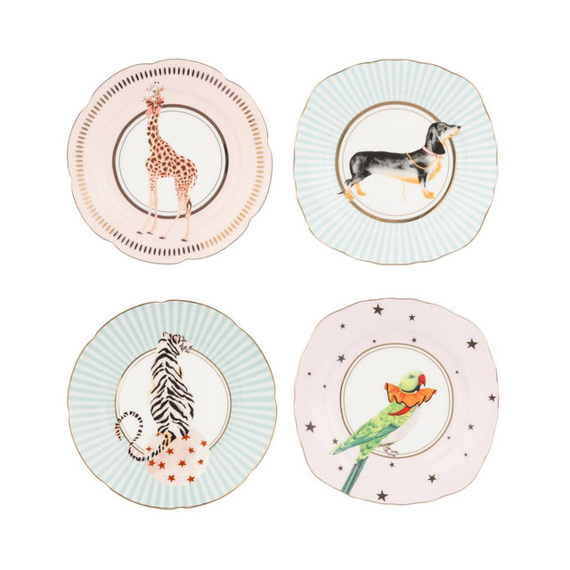 Yvonne Ellen Animal Tea Plates, Set of 4