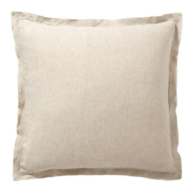Natural Belgian Flax Linen Double Flange Euro Shams, Set of 2