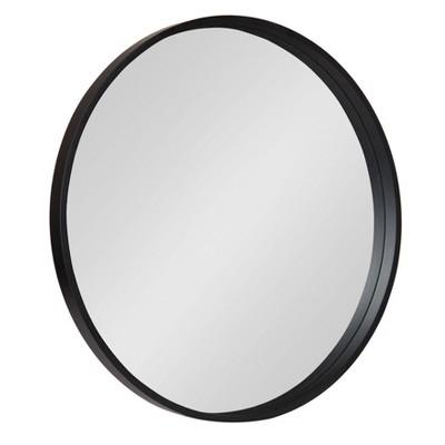 25.6" Travis Round Wood Accent Wall Mirror Black - Kate and Laurel