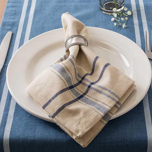 Nautical Blue French Stripe Napkins, Set of 6