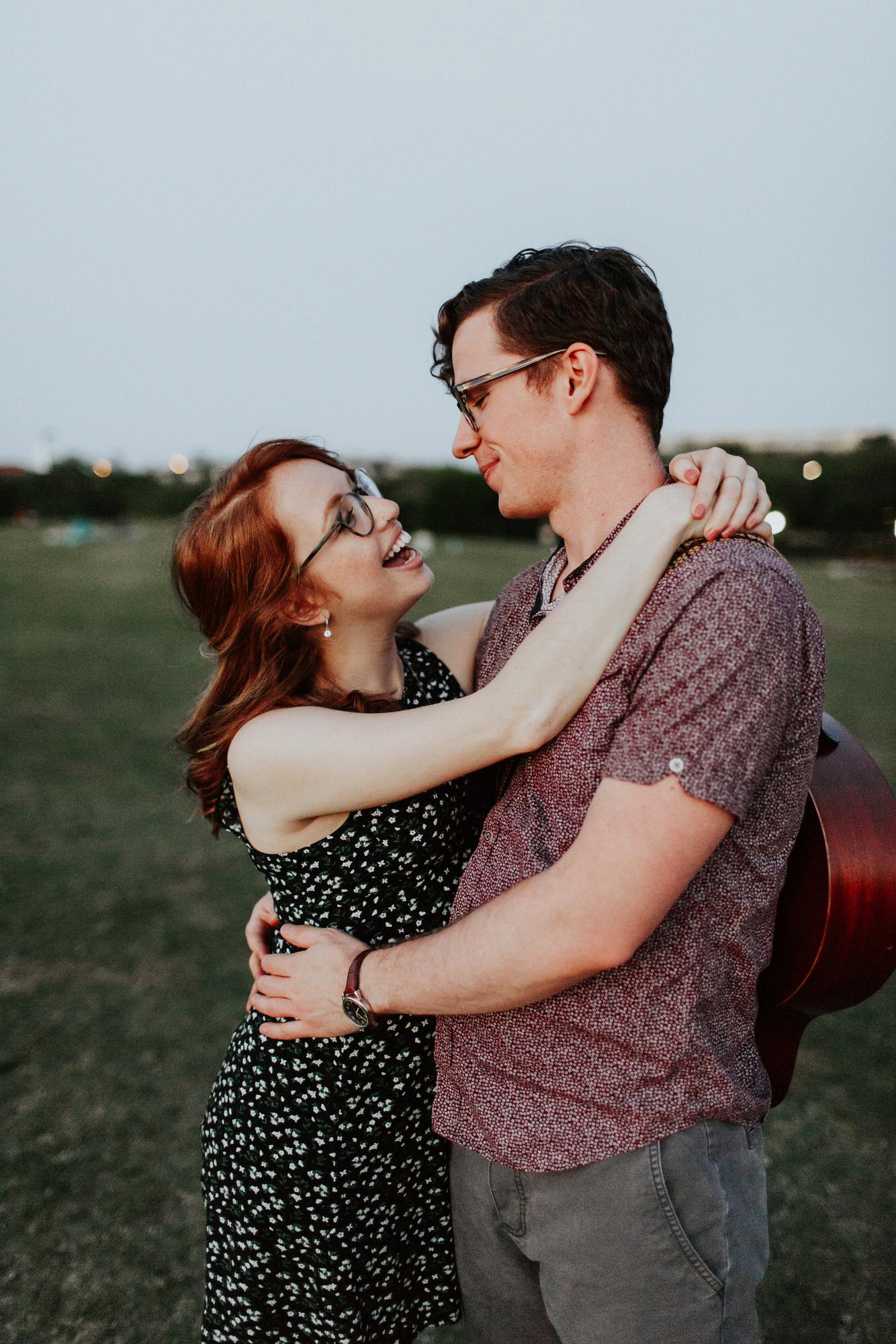 Elissa Voss capturing a display of young love during a photoshoot in a Houston park downtown.