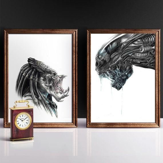 Alien vs Predator | Set of 2 | Horror Wall Art | Movie Posters | Macabre Décor | Gothic Home | Horror Gifts