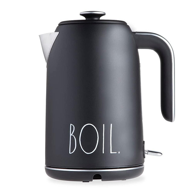 Rae Dunn Electric Water Kettle - Stainless Steel Coffee Maker, 1.7 Liter Tea Kettle, Electric Hot Water Kettle with Automatic Shut Off Boil-Dry Protection, 1500 Watt Boiling Power (Black)