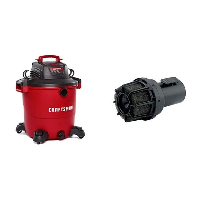 CRAFTSMAN CMXEVBE17596 20 Gallon 6.5 Peak HP Wet/Dry Vac, Heavy-Duty Shop Vacuum with Attachments & CMXZVBE38660 2-1/2 in. Diffuser Wet/Dry Vac Attachment