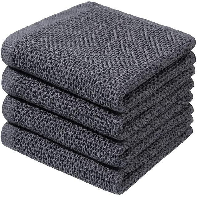 Xlnt Black Kitchen Towels (2 Pack) - 100% Cotton Dish Towels | Durable, Ultra Absorbent Dishcloths Sets of Hand Towels/Tea Towels for Everyday