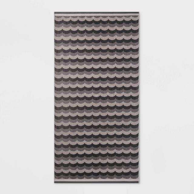 Scalloped Waves Beach Towel XL Gray - Sun Squad™