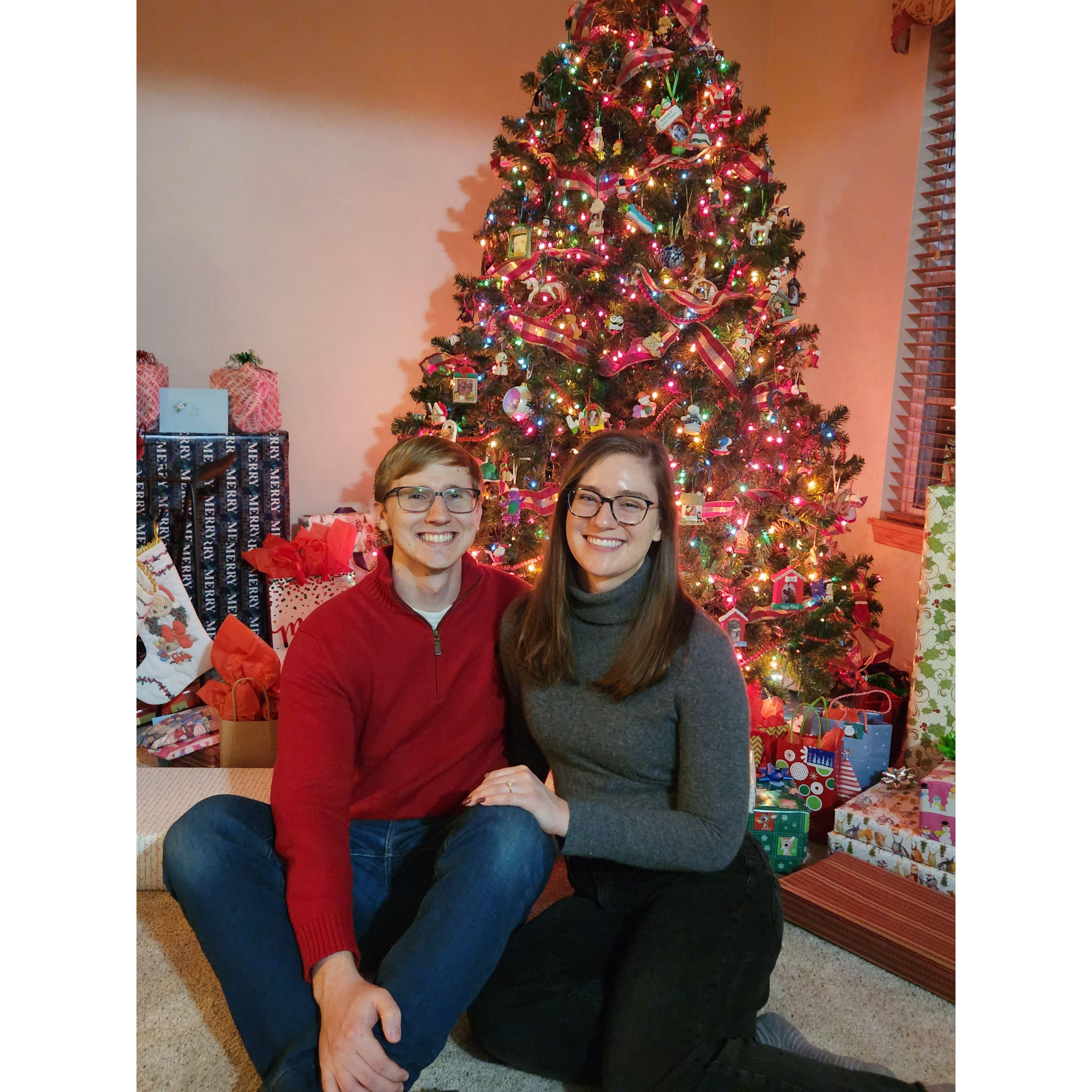 Our first Christmas together, & engaged!