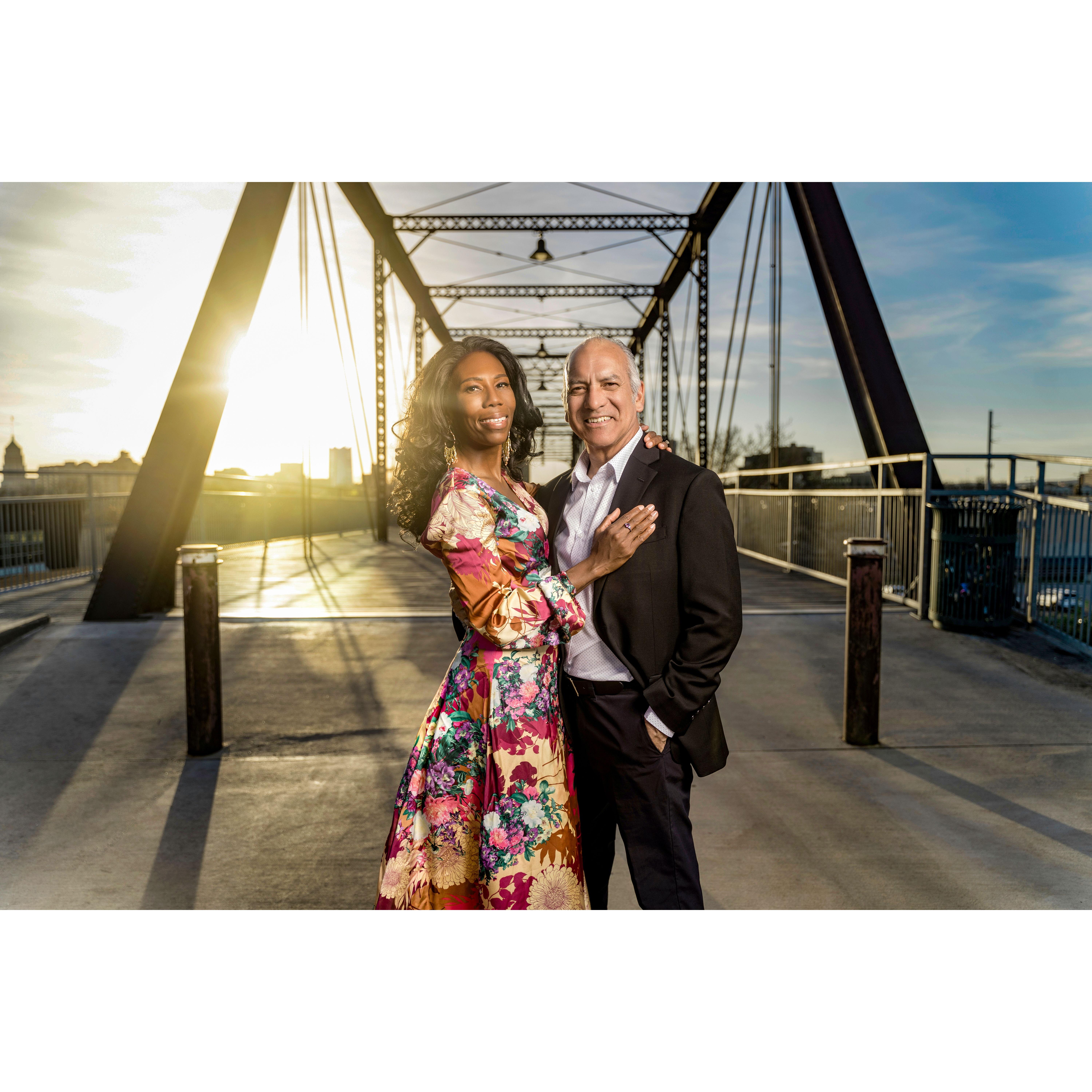 We captured the sunset at the Hayes Bridge, downtown San Antonio
