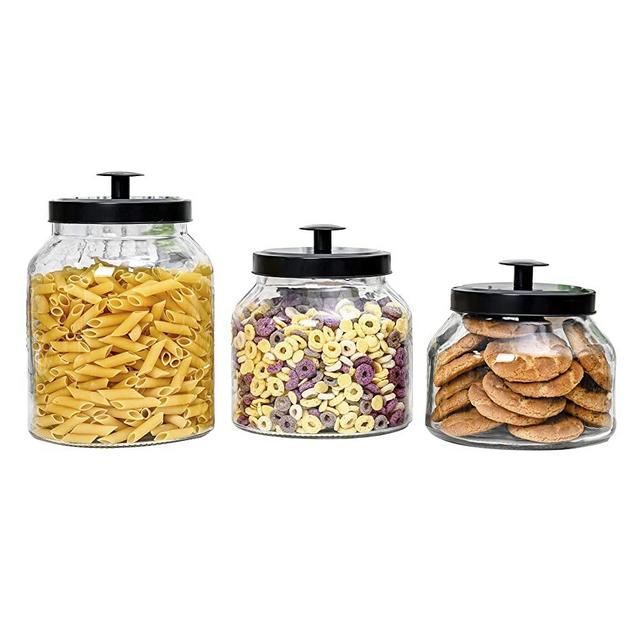 Sweejar Ceramic Canisters, Food Storage Jar Set with Airtight Seal Wooden  Lid, Stackable Containers for Kitchen Counter, Ground Coffee, Flour, Sugar