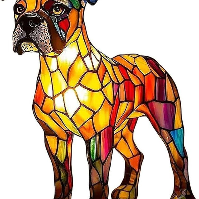 Atlodas Boxer Lamp, Dogs Stained Resin Tabletop Night Light, Dog Series Art Night Light, Dog Stained Glass Lamp, 3D Cute Pet Themed LED Table Lamps, Gift for Lovers (#14)