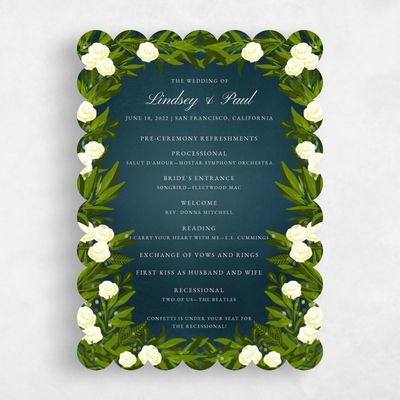 Blue Scalloped Wedding Program - Marietta