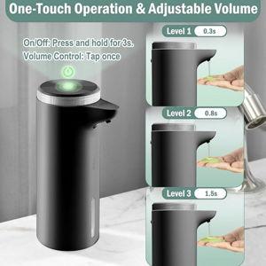 Black Automatic Liquid Soap Dispenser Touchless - IPX7 Waterproof - Adjustable Volume for Thick & Thin Liquid(Upgrade Auto & Manual Modes) BLACK - USB C Rechargeable Hand Soap Dispenser