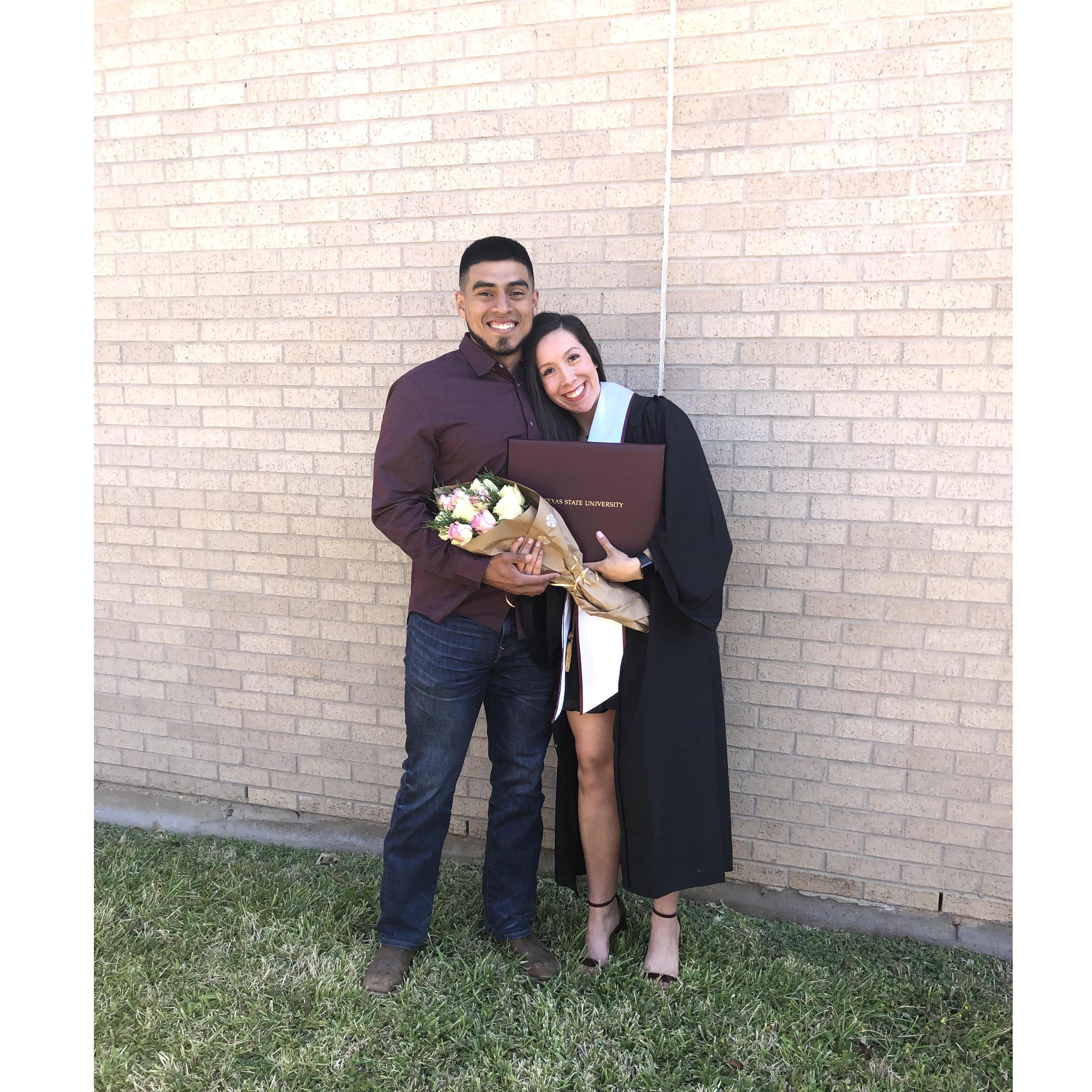 When Natalie graduated from Texas State (Bachelor's in Exercise Sports Science with a concentration in Health and Wellness promotion for clinical populations)