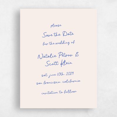 Beige Typography Wedding Save the Date - Morgay Portrait