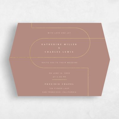 Brown Diamond Wedding Invitation - Corwin Landscape Foil