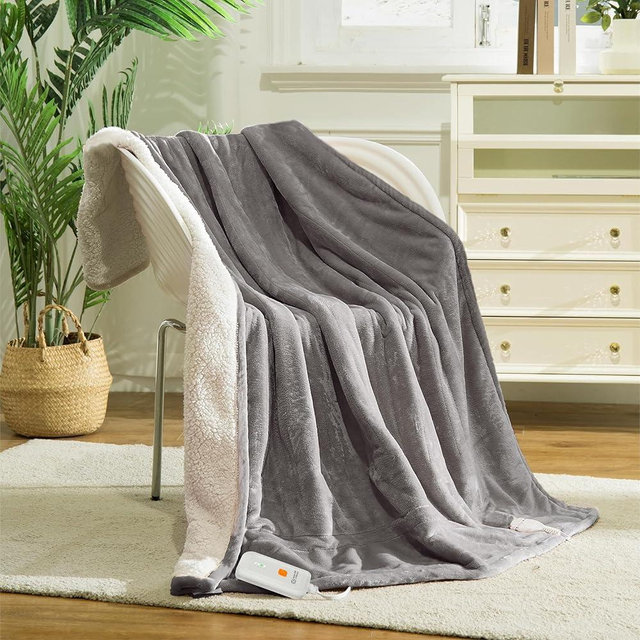 Templewet Heated Blanket Electric Throw 50" x 60" -Heated Throw Blanket with 4 Heating Levels & 3 Hours Auto Off,Machine Washable,ETL & FCC Certification,Over-Heat Protect（Dark Gray）