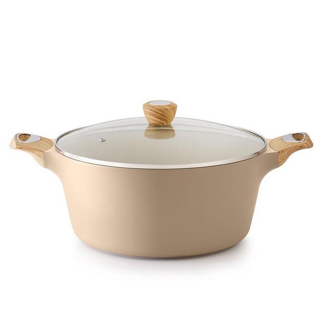 SENSARTE Ceramic Nonstick Stock Pot with Lid, 2.6/4.5/6.6/8.5 QT Soup Pot Casserole Pot, Non-toxic Healthy Pasta Pot, Large Cooking Pot Stew Pot, Induction Compatible, PFOA PFAS PTFE Free, Taupe