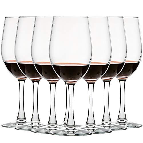 [12 Ounce Set of 8] Classic Red/White Wine Glasses Lead-Free Stemware for Party