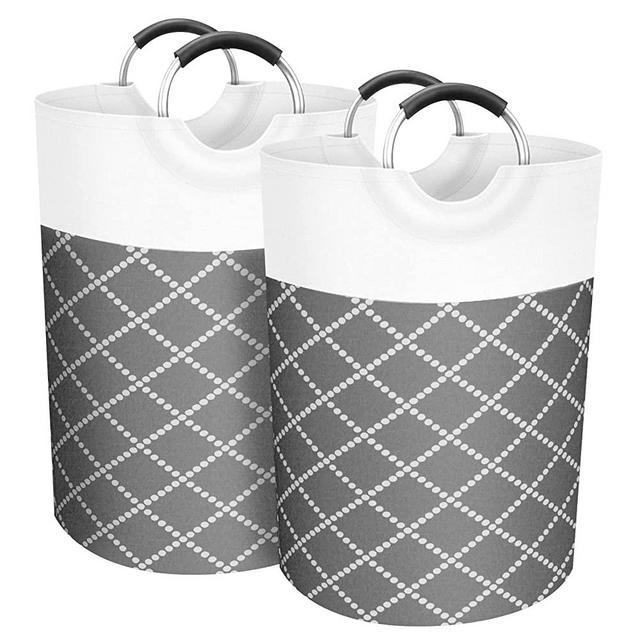 VOSGO Laundry Basket, 2-Pack 82L Waterproof Laundry Hamper, Collapsible Laundry Bag with Comfortable Curved Handle, Laundry Room Organization Laundry Baskets for College Dorm, Family, Kids Toys, Grey