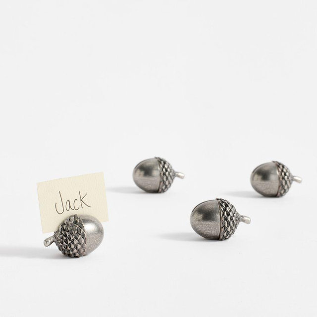 Pewter Acorn Place Card Holders, Set of 4 - Silver