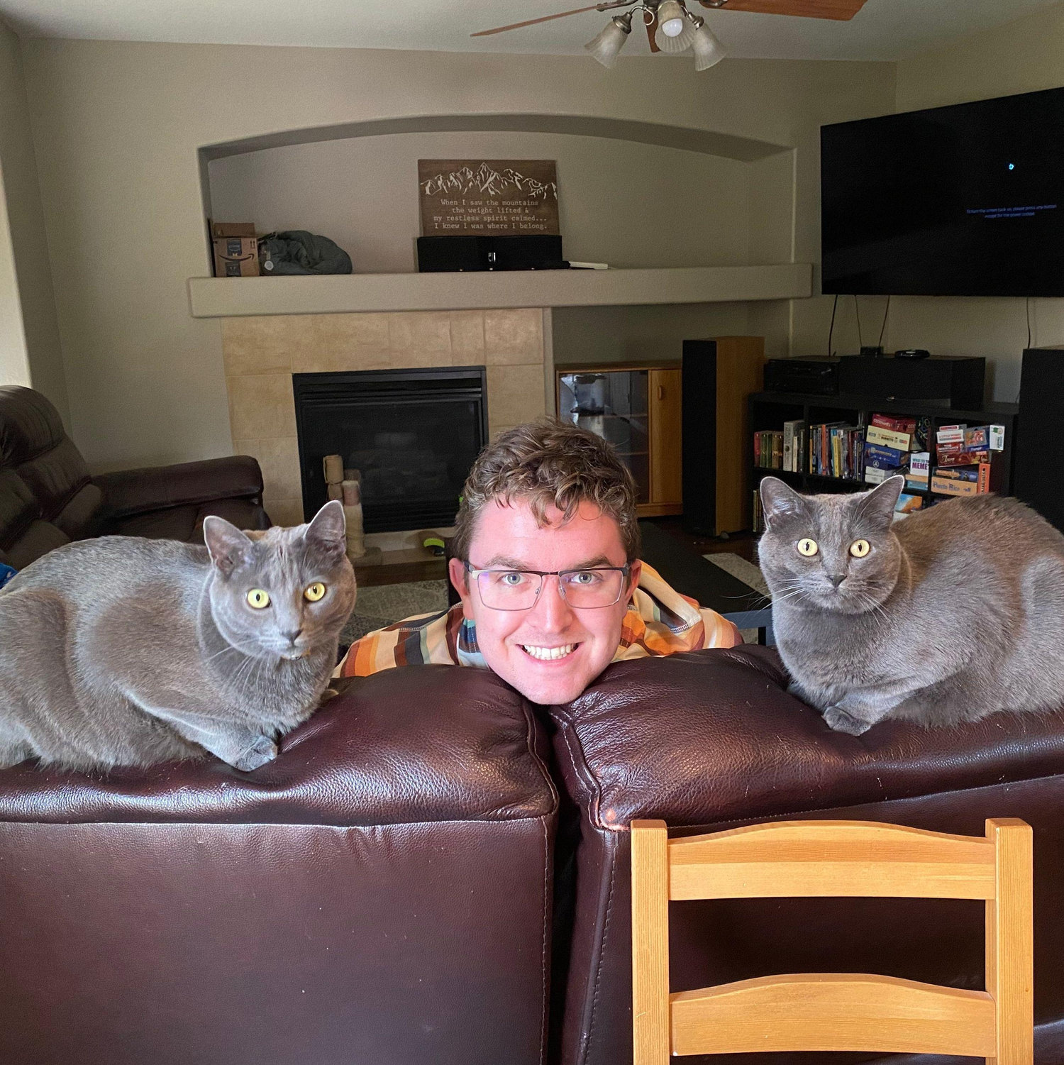 Cameron with his boys, Arthur and Merlin