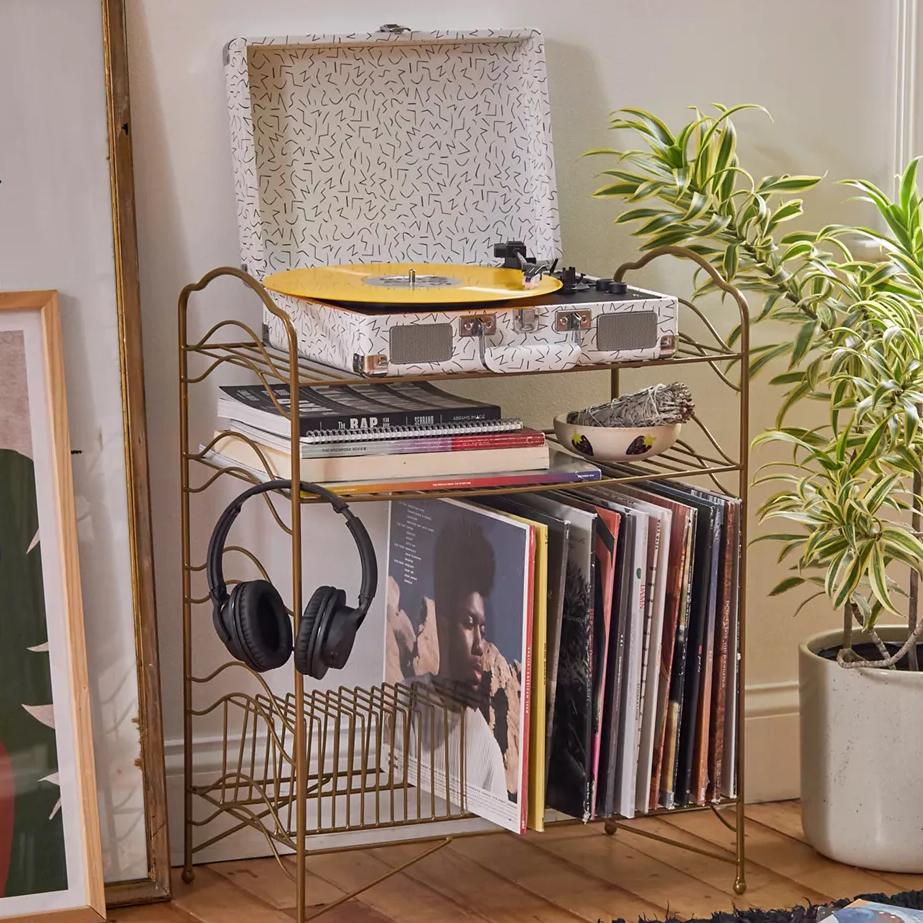 Vinyl Record Storage Self (Gold)