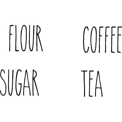 Rae Dunn Inspired Vinyl Stickers for Food Canisters (Canisters not included) Pack of 4 (Black)