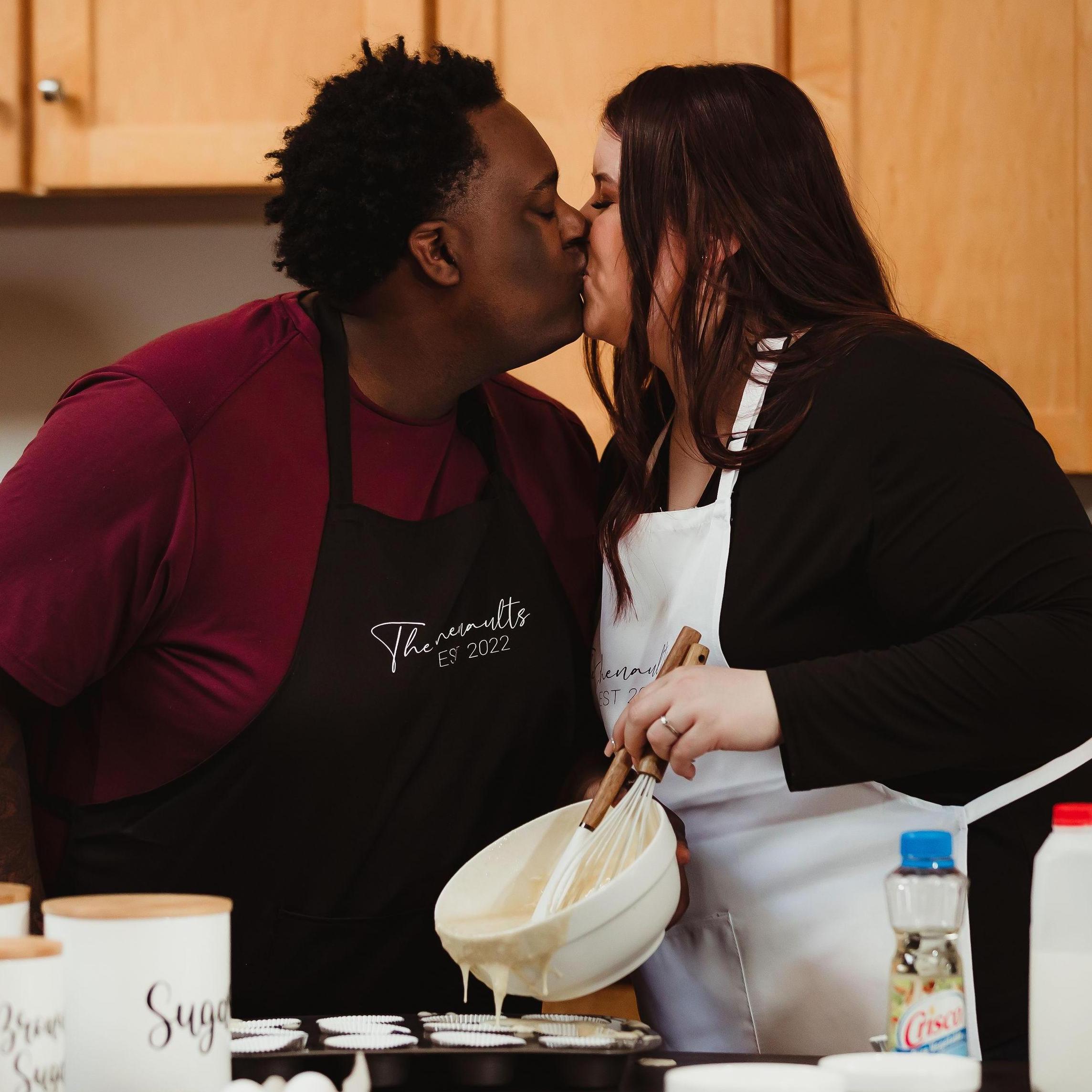 Our photographer is amazing and had such a fun idea of incorporating baking into our engagement shoot!