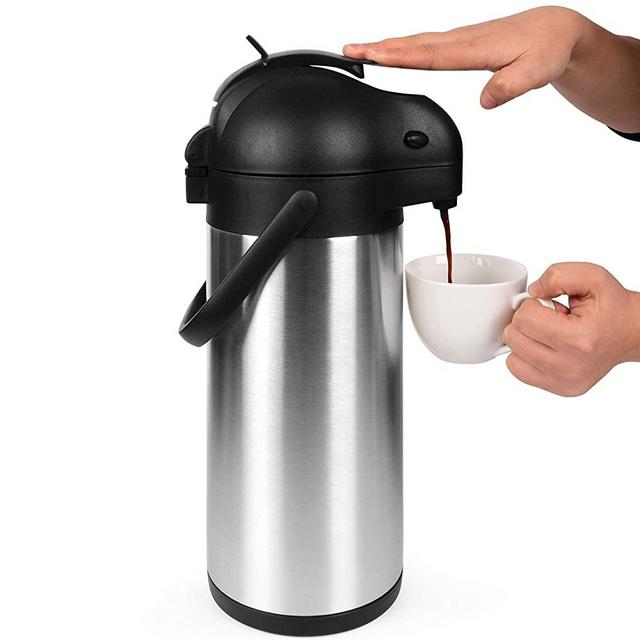 Cresimo 101 Oz (3L) Airpot Thermal Coffee Carafe and Coffee Server/Lever Action/Stainless Steel Insulated Flask / 12 Hour Heat Retention / 24 Hour Cold Retention (Airpot)