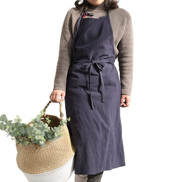 Hanee Kitchen Apron for Women & Men (9 Colors) Linen Cooking Aprons with pocket
