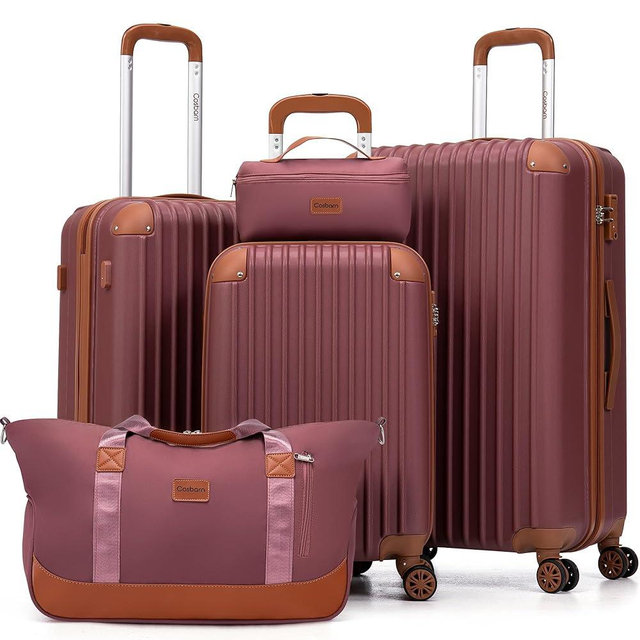 Cosbarn Luggage Sets 5 Piece Suitcases with Wheels, Suitcase Set ABS Hard Case Luggage with TSA Lock Spinner Wheels Durable Travel Luggage