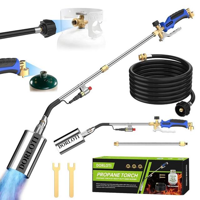 Propane Torch Weed Burner Kit, High Output with Long/Short Mode,12.5FT Hose Heavy Duty Blow Torch Flamethrower with Self Igniter and Turbo Trigger for Weeding,Roofing,Melting Ice,BBQ