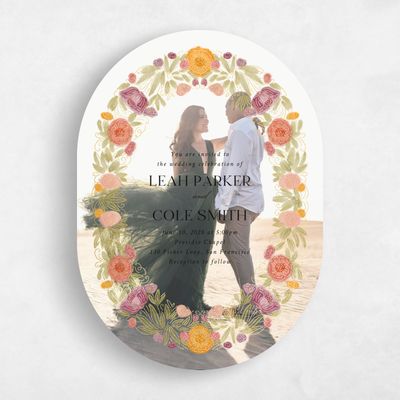 Purple Oval Wedding Invitation - Isolde Photo Foil