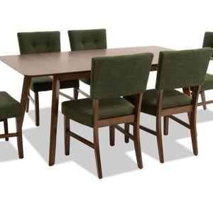 Bettie 7 Piece Walnut & Avocado Upholstered Extendable Dining Set