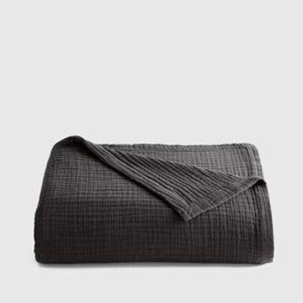Organic Airy Gauze Blanket in Charcoal