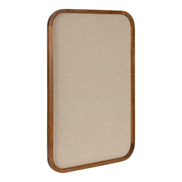 Kate and Laurel Hutton Transitional Pinboard, 20 x 30, Rustic Brown, Radius Rectangle Wall Organizer with Fabric Pinning Surface