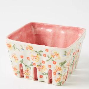 Floral Ceramic Berry Basket