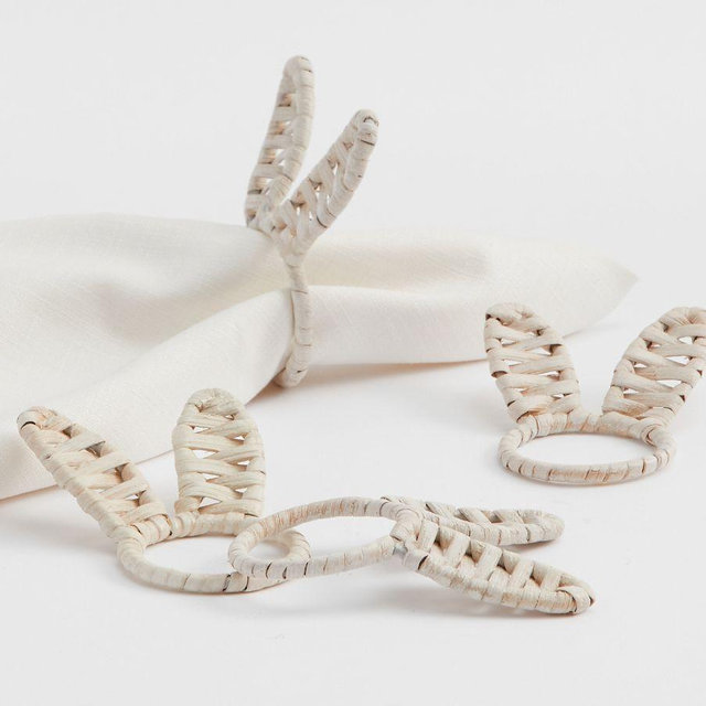 Handwoven Bunny Ears Napkin Rings - Set of 4