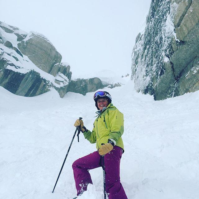Crushed her entry into Corbet's couloir in Jackson Hole