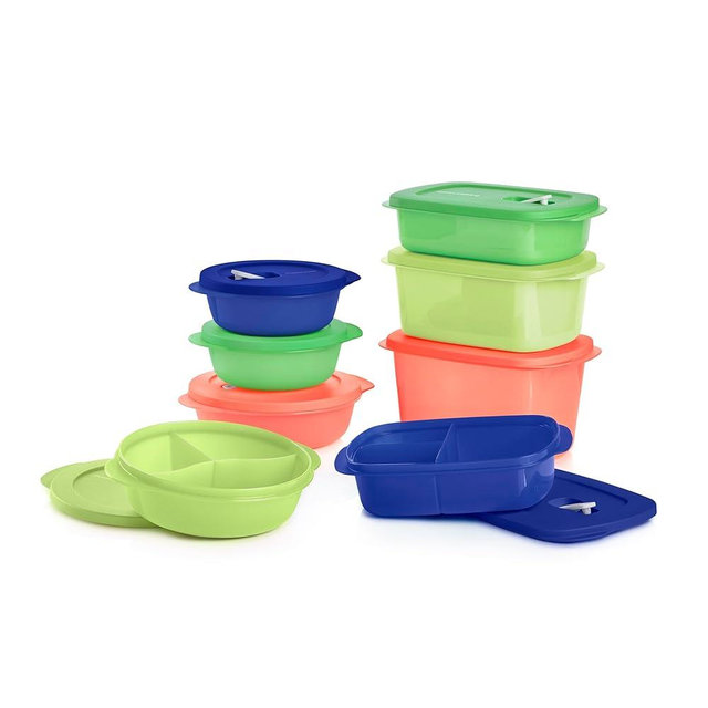 Tupperware CrystalWave 8 Piece Food Storage Container Set in Multi Colors, Dishwasher Safe and BPA Free (8 Containers, 8 Lids)